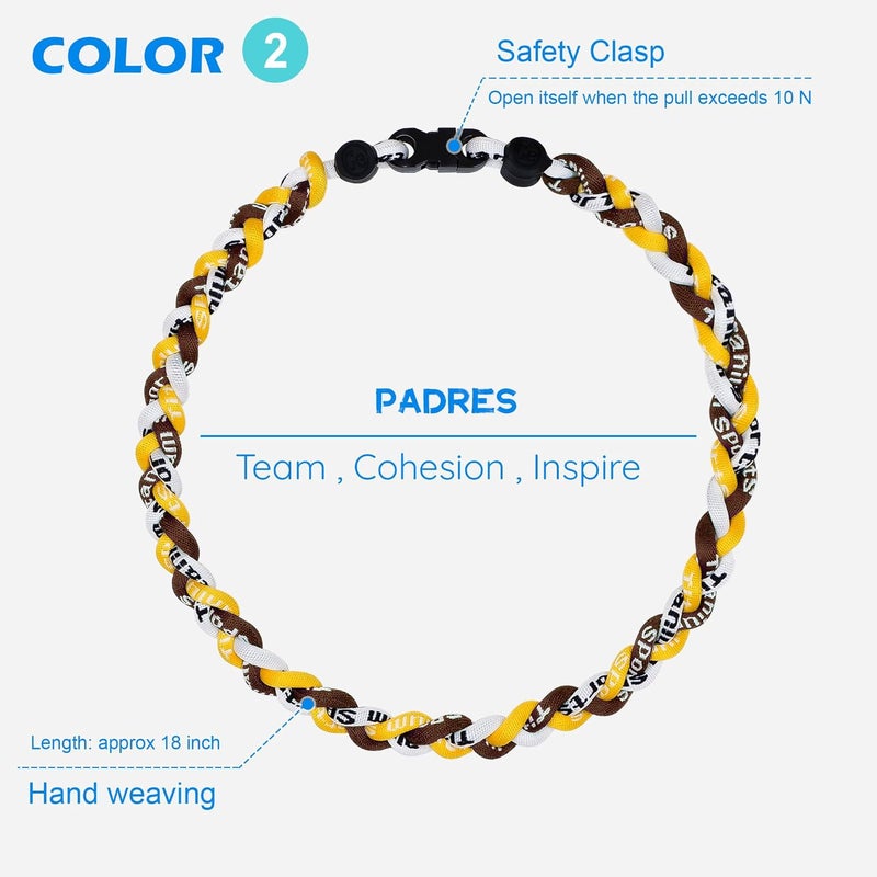 SUPBOMM 3 pcs Baseball Rope Necklaces, League Team Colors Braided Necklace, Baseball Team Gifts - Image 3